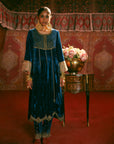 Reejh Blue Velvet Anarkali Set