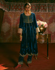 Reejh Blue Velvet Anarkali Set