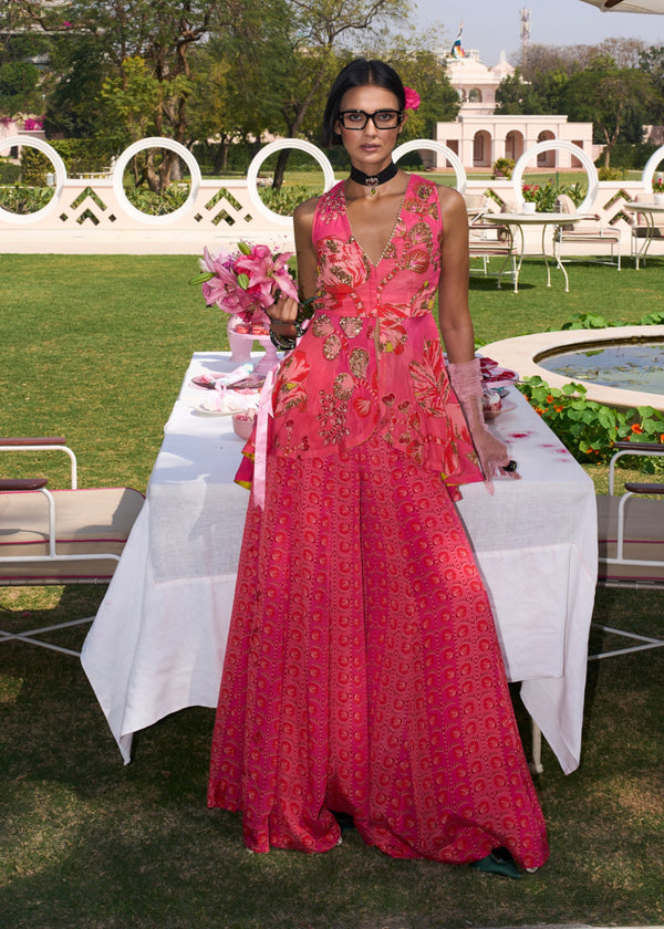 Retro Raani Candy Peplum Sharara Set