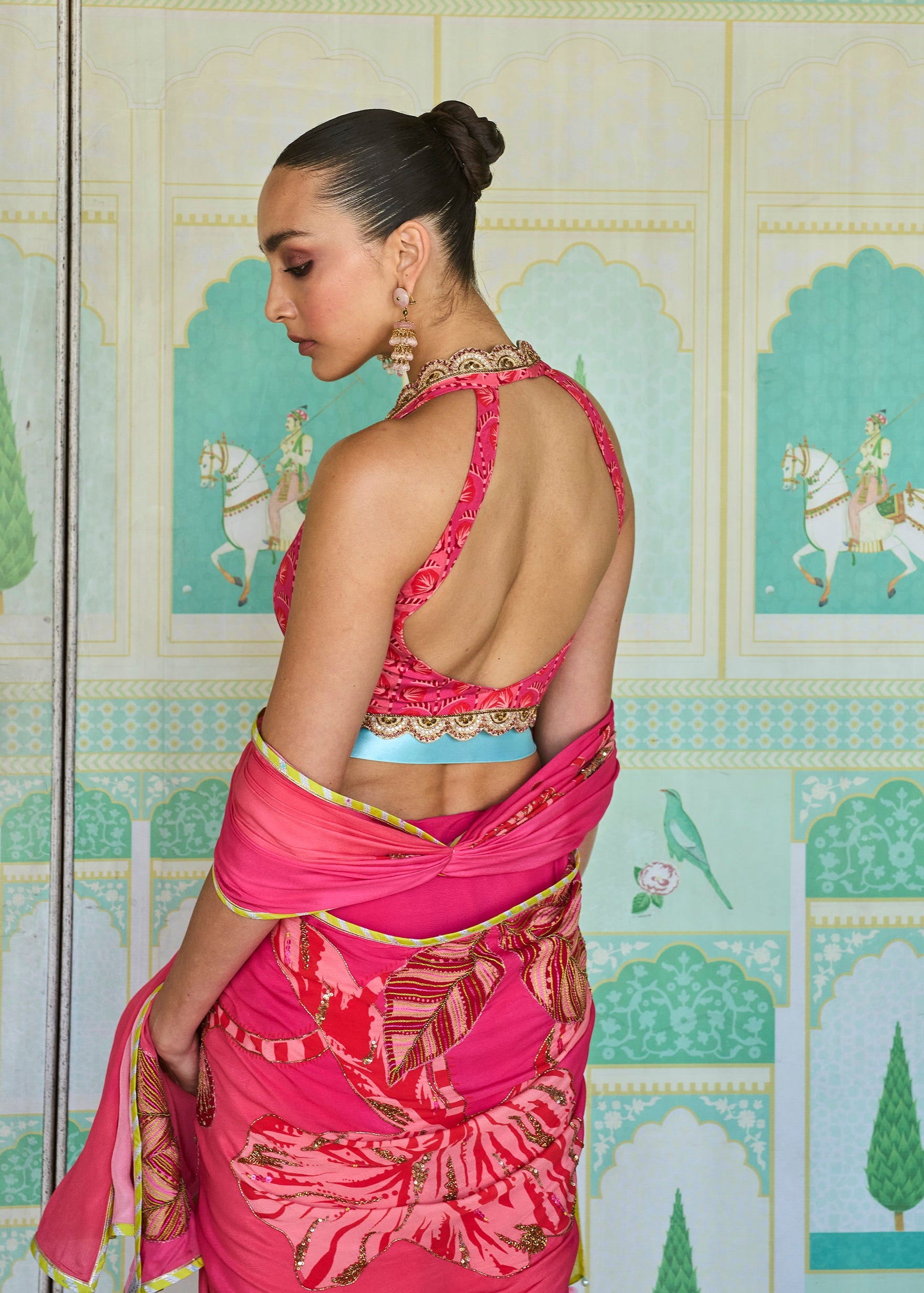 Retro Raani Candy Pink Saree for Elegant Summer Wedding Style – Raji Ramniq