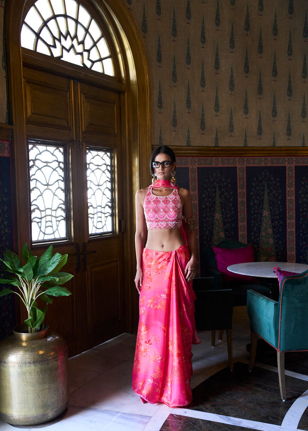 Retro Raani Candy Pearl Blouse Saree Set