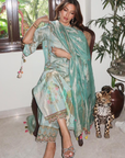 Seher Khan Powder Blue Tissue Kurta Set