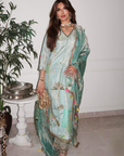Seher Khan Powder Blue Tissue Kurta Set