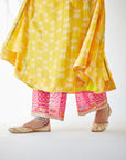 Dupahar Yellow Side Kali Kurta Set