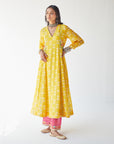 Dupahar Yellow Side Kali Kurta Set