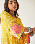 Dupahar Yellow Front Puckering Kurta Set