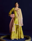 Mastani Yellow Tissue Jaal Gharara Set