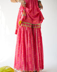 Dupahar Magenta Front Puckering Kurta Gharara Set