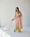 Pastel Pink Jaal Organza Kurta Set