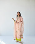 Pastel Pink Jaal Kangana Ranaut Organza Kurta Set