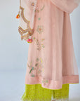 Pastel Pink Jaal Kangana Ranaut Organza Kurta Set