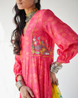 Dupahar Magenta Side Kali Kurta Set