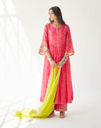 Dupahar Magenta Front Puckering Kurta Set