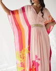 Pastel Pink Belt Kaftan