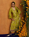 Mastani Yellow Tissue Carnation Jaal Kaftan Dress
