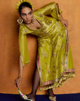Mastani Yellow Tissue Carnation Jaal Kaftan Dress