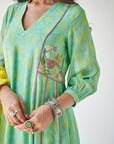 Dupahar Sea Green Side Kali Kurta Set