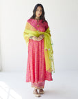 Dupahar Magenta Front Kali Phulkari Kurta Set