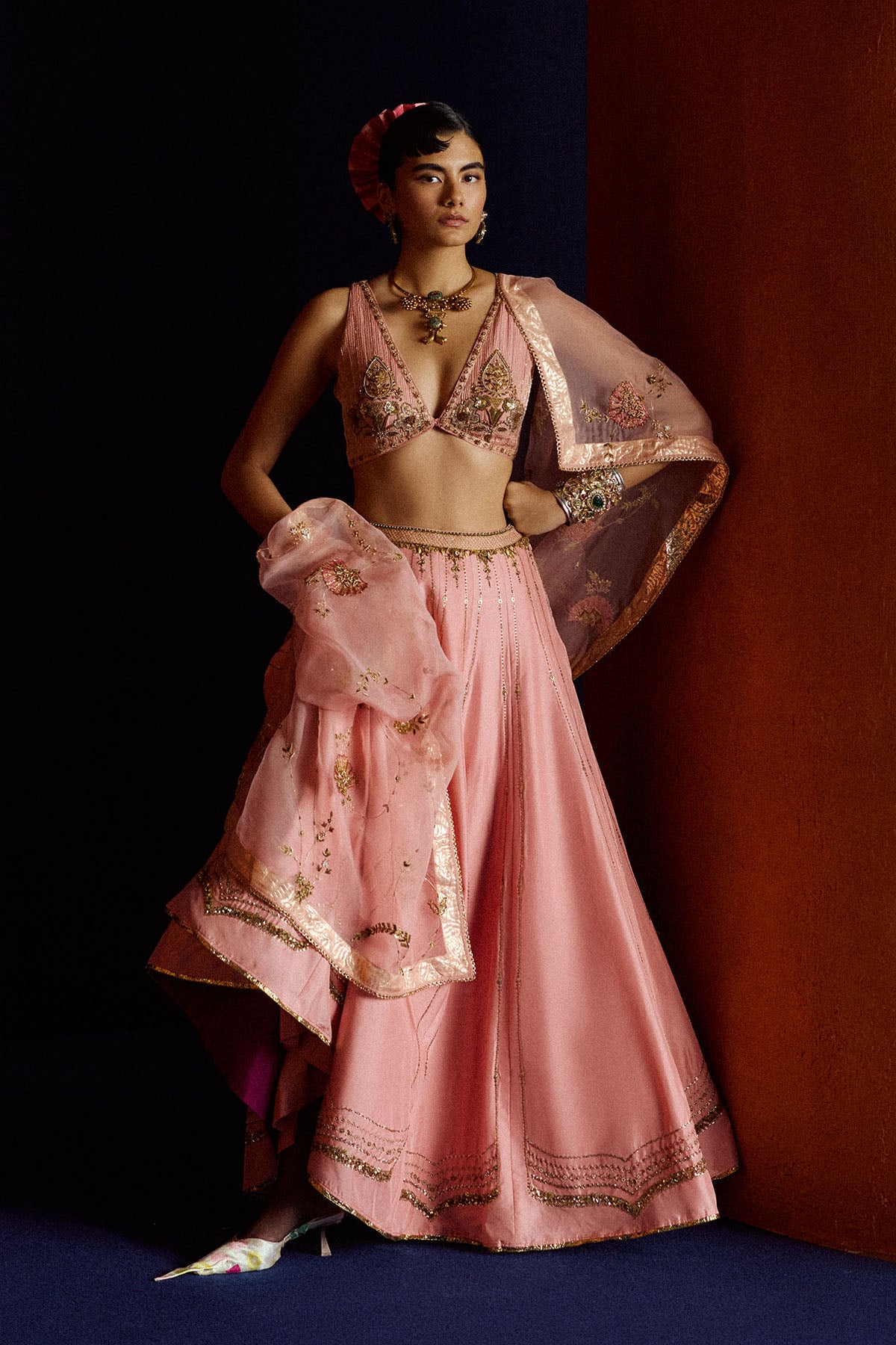 Mastani Pastel Pink Maheen Silk Lehenga Set