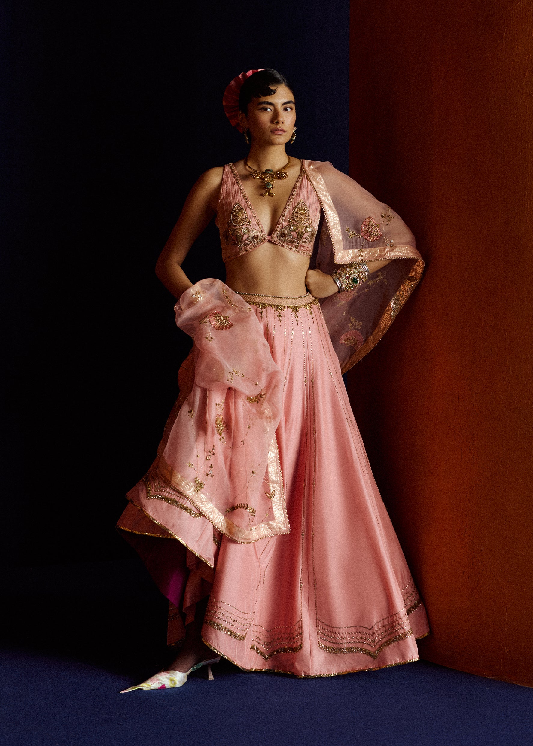 Mastani Pastel Pink Maheen Silk Lehenga Set