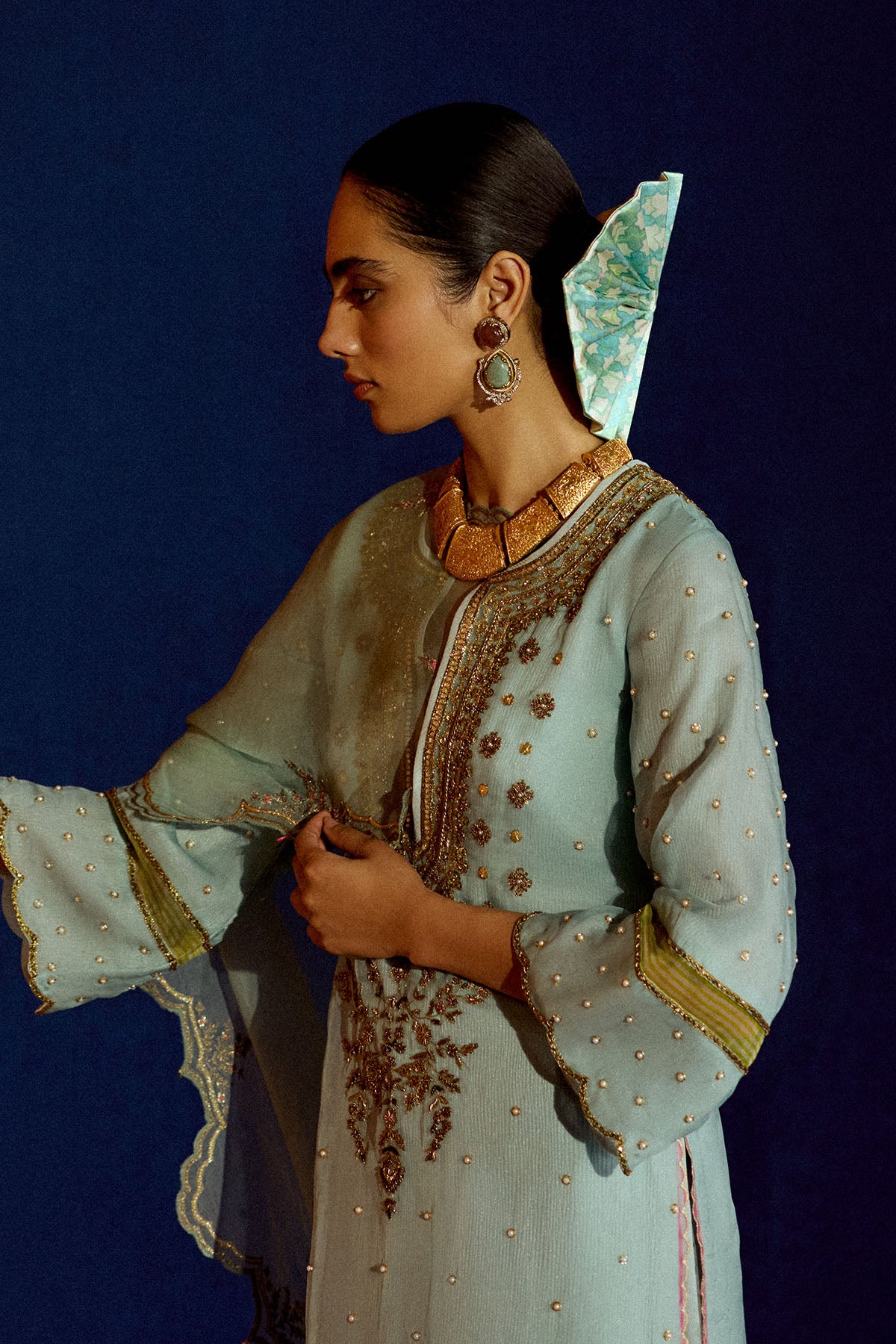 Mastani Powder Blue Organza Kurta Set