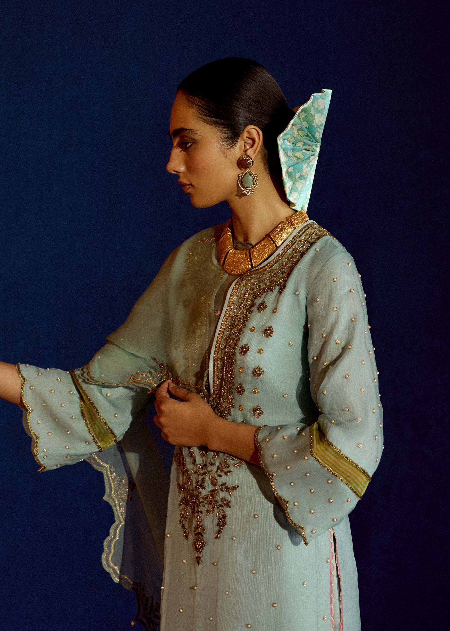 Mastani Powder Blue Organza Kurta Set