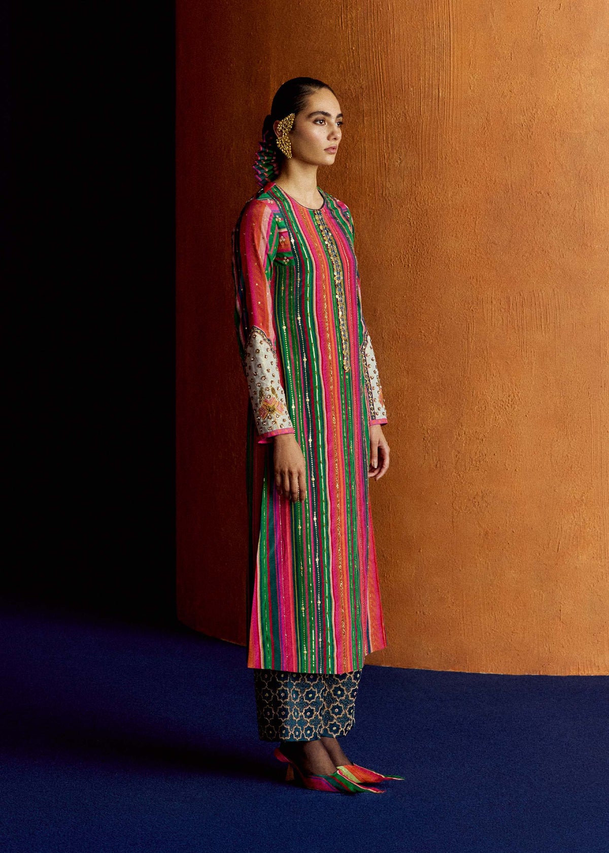 Mastani Pink Stripes Kurta Set