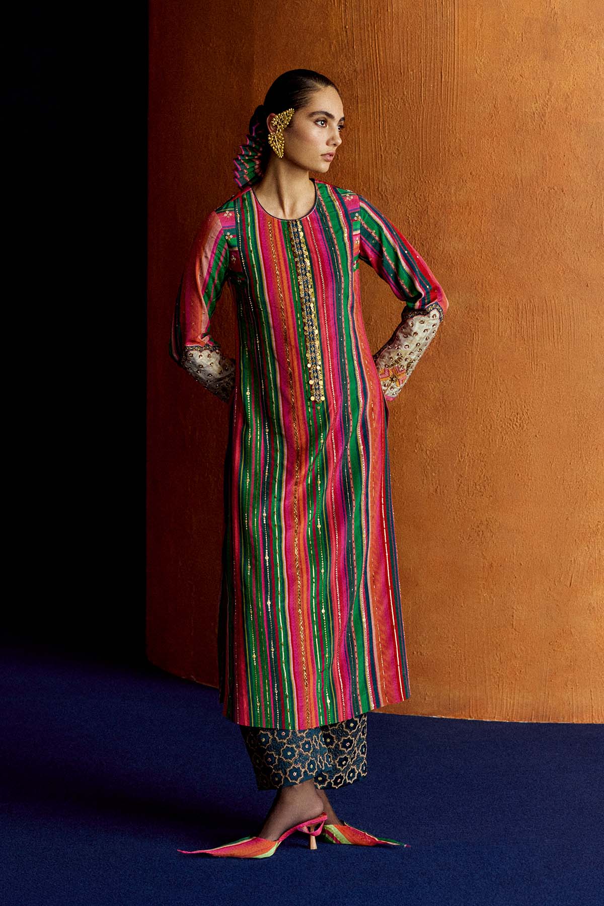 Mastani Pink Stripes Kurta Set
