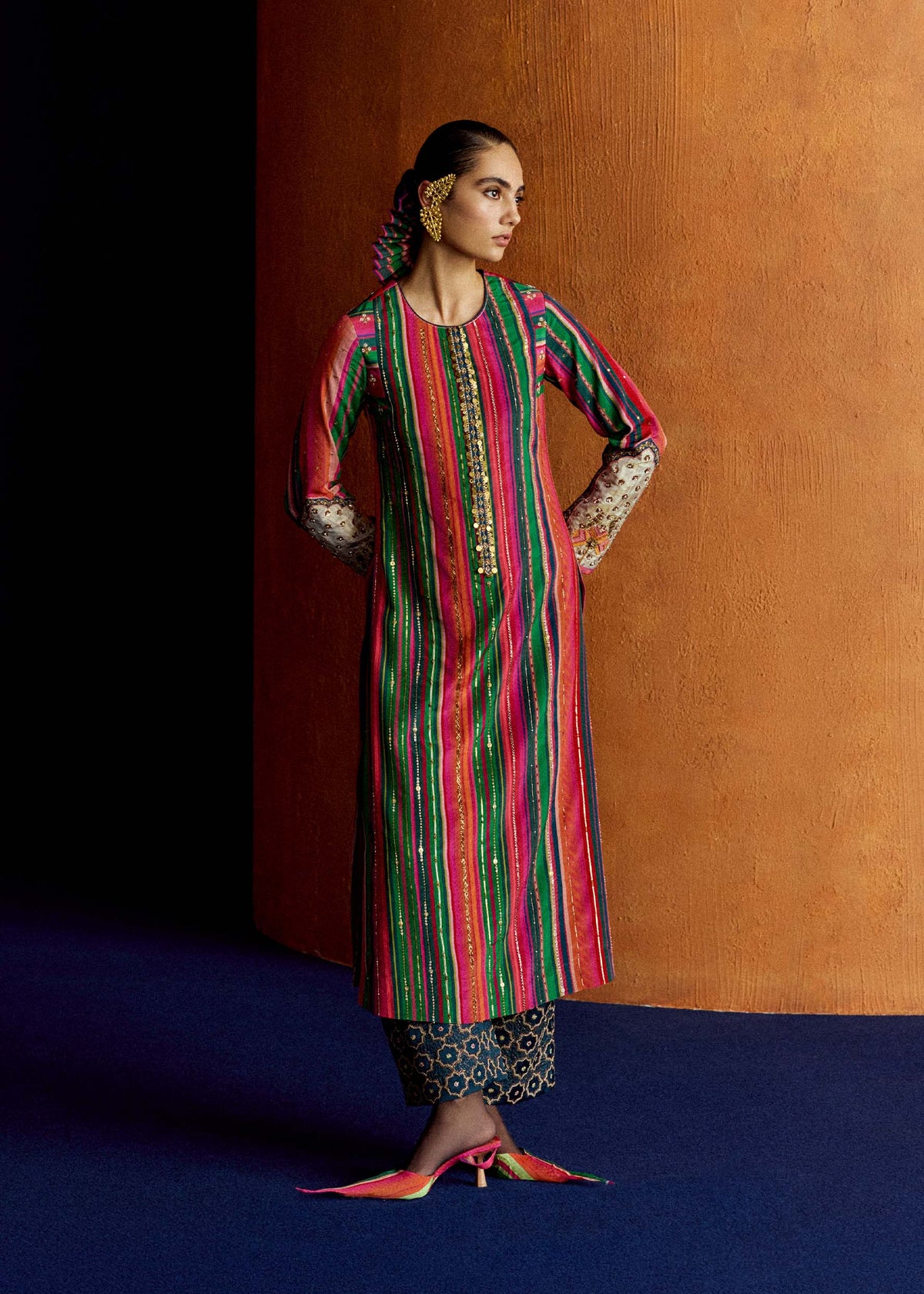 Mastani Pink Stripes Kurta Set