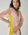 Pastel Pink Side Flower Kurta Set