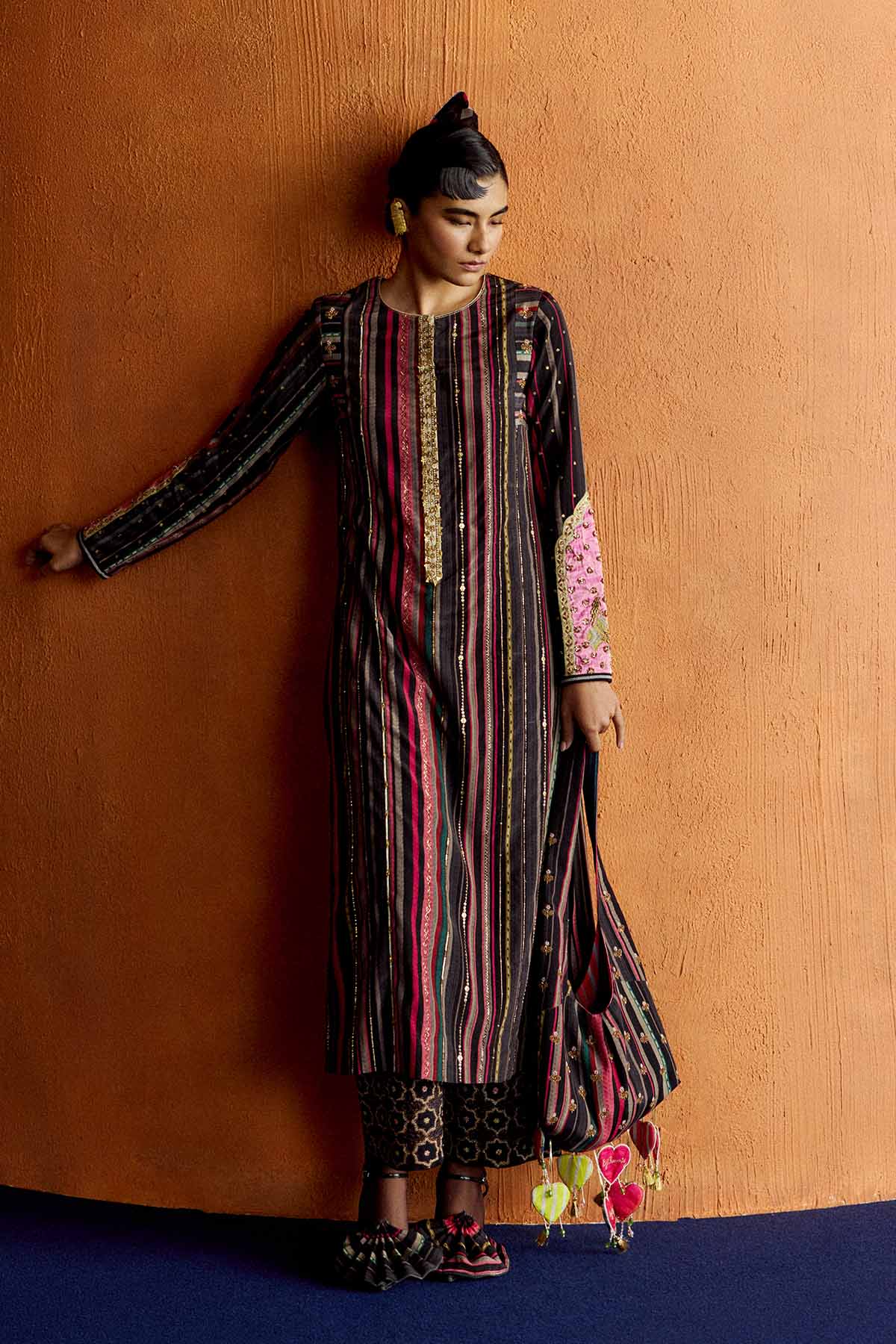 Mastani Black Stripes Kurta Set