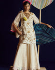 Mastani Ivory Tissue Carnation Jaal Gharara Set