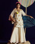 Mastani Ivory Tissue Carnation Jaal Gharara Set