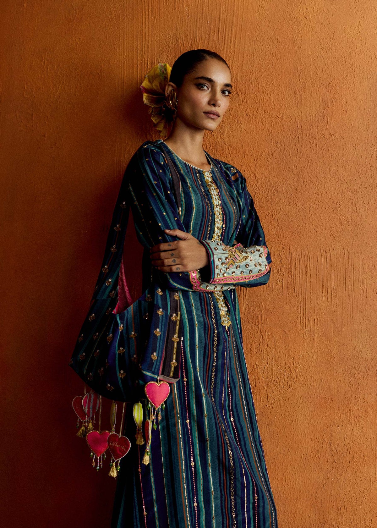 Mastani Teal Blue Stripes Kurta Set