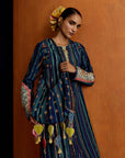 Mastani Teal Blue Stripes Kurta Set