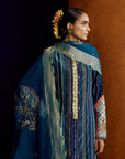Mastani Teal Blue Stripes Kurta Set