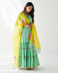 Dupahar Sea Green Big Flower Gharara Set