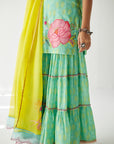 Dupahar Sea Green Big Flower Gharara Set