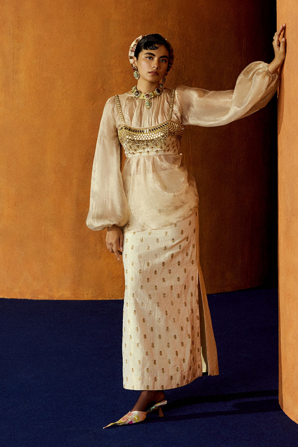 Mastani Ivory Tissue Skirt Set