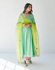 Dupahar Sea Green Pintuck Kurta Set