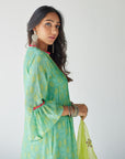 Dupahar Sea Green Pintuck Kurta Set