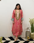 EXCLUSIVE EDIT SHADOW PRINT TISSUE YOKE KURTA SET