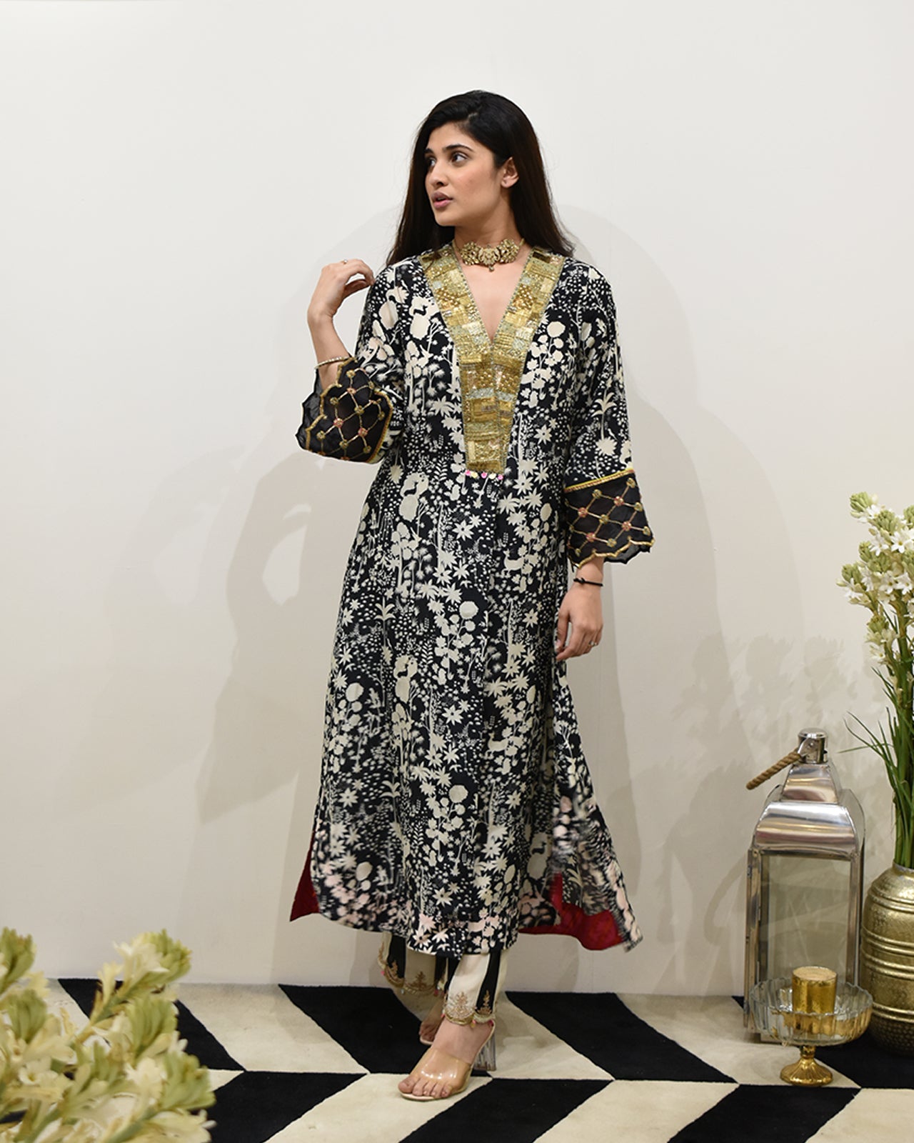 EXCLUSIVE EDIT SHADOW PRINT BOX PLEAT KURTA SET