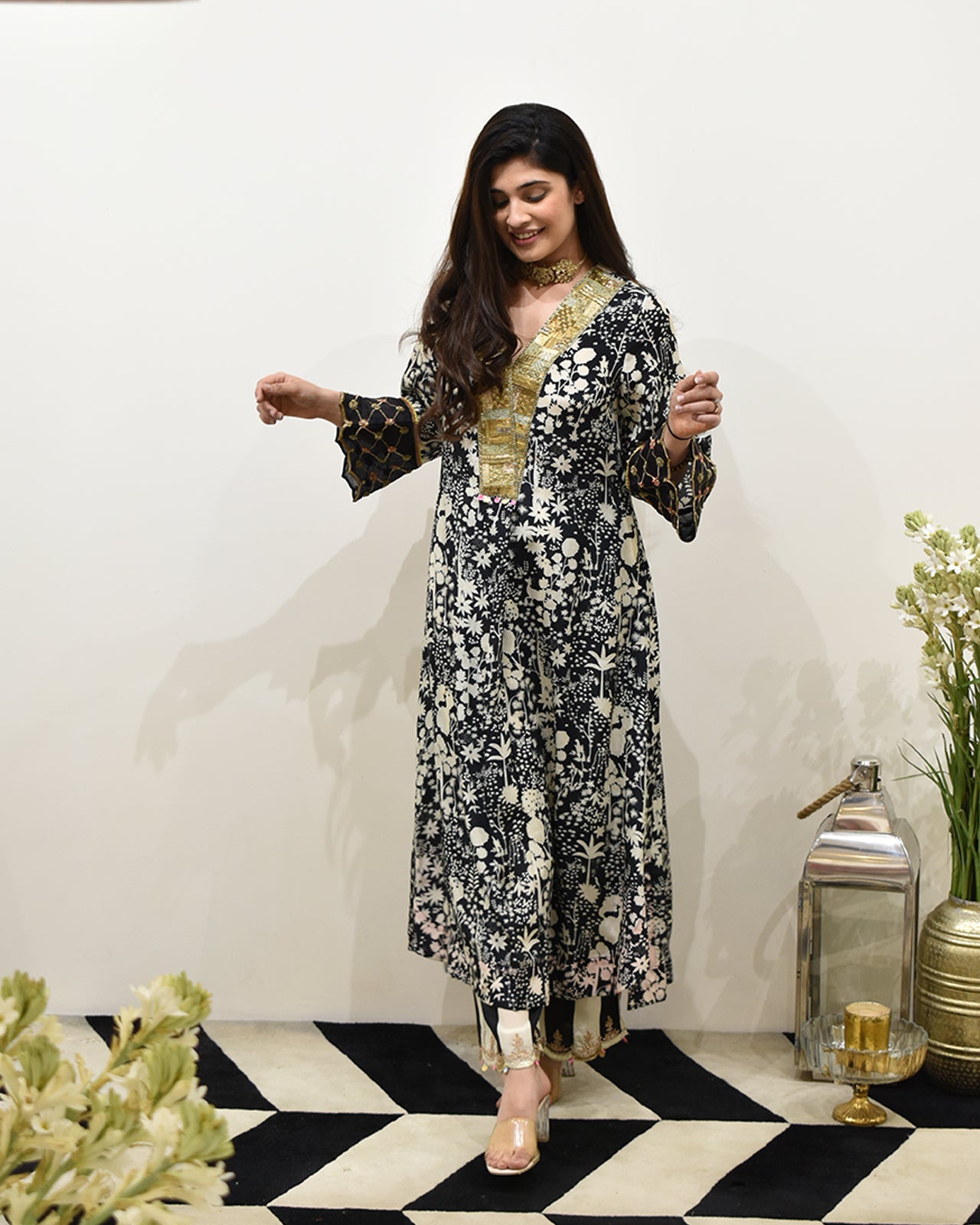EXCLUSIVE EDIT SHADOW PRINT BOX PLEAT KURTA SET