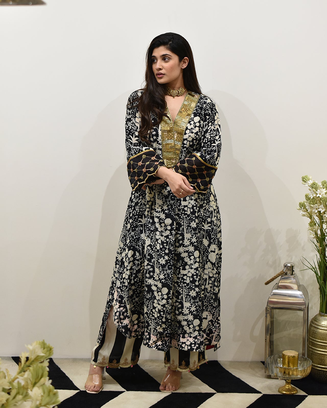 EXCLUSIVE EDIT SHADOW PRINT BOX PLEAT KURTA SET