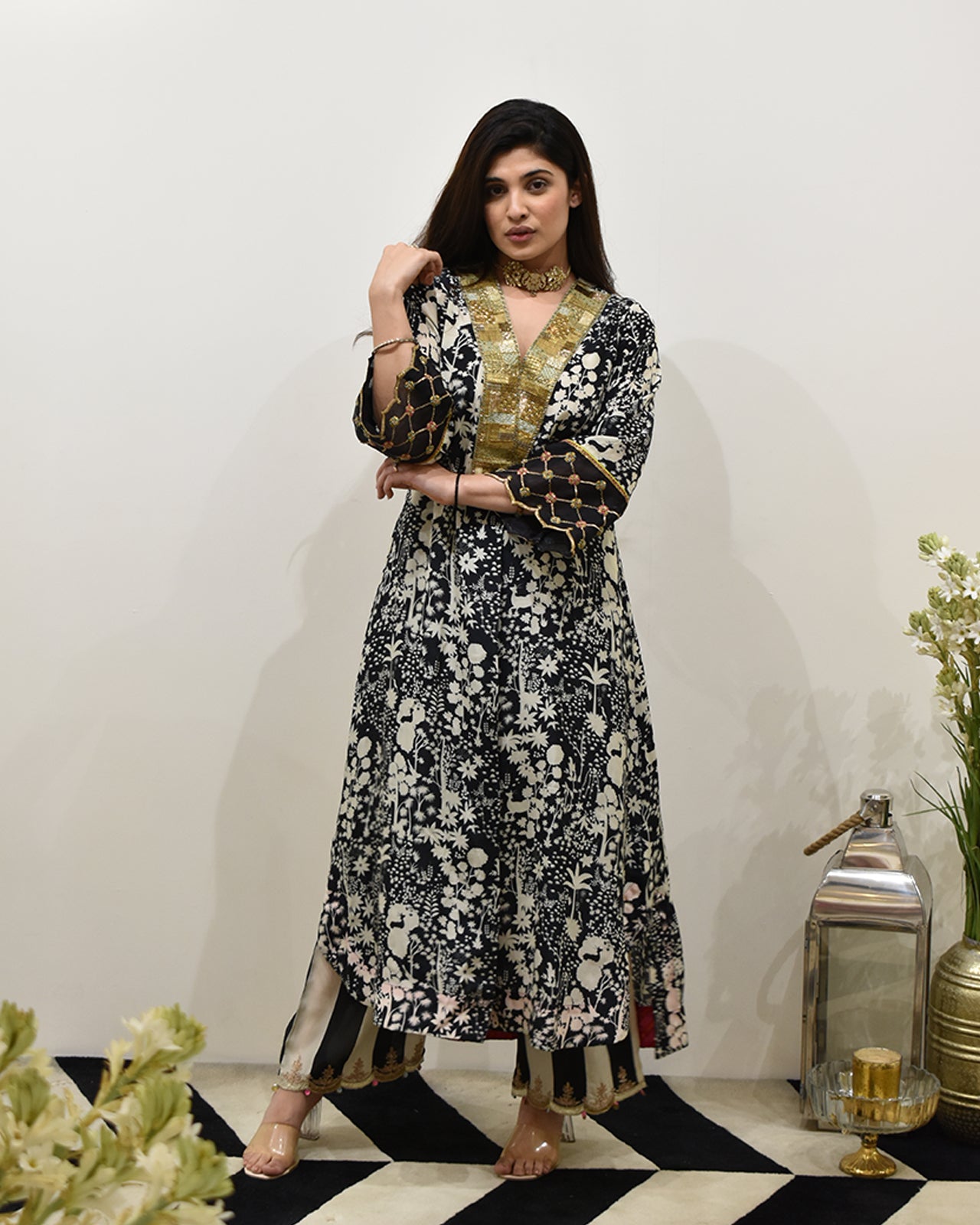 EXCLUSIVE EDIT SHADOW PRINT BOX PLEAT KURTA SET