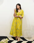 EXCLUSIVE EDIT FARIBA PRINT SIDE KALI KURTA SET