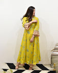 EXCLUSIVE EDIT FARIBA PRINT SIDE KALI KURTA SET