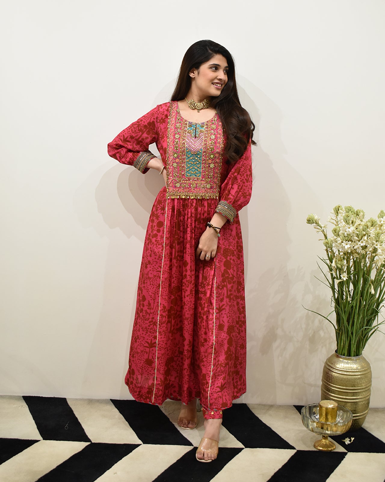 EXCLUSIVE EDIT SHADOW PRINT HIGHLIGHT YOKE KURTA SET