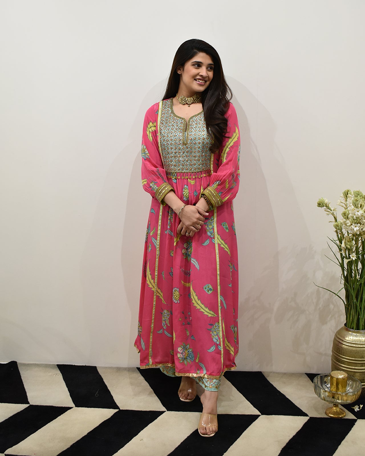 EXCLUSIVE EDIT SHADOW PRINT HIGHLIGHT YOKE KURTA SET